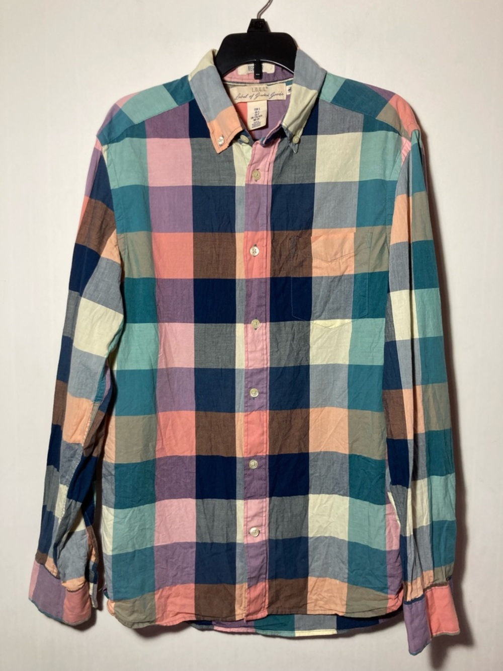 L.O.G.G. H&M Plaid Men’s Long Sleeve Button Down Cotton Shirt Size Small